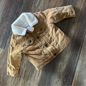 Old Navy brown corduroy jacket fleece lined baby boy 6-12 mo soft comfy